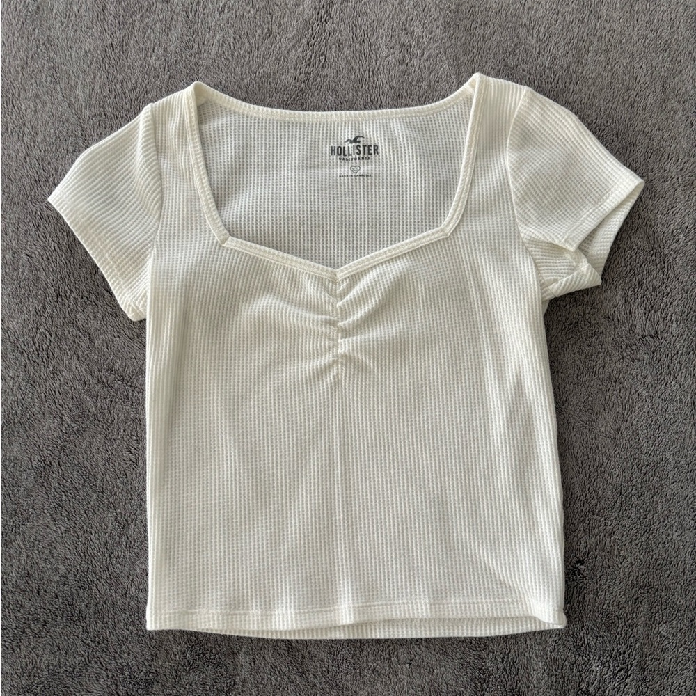 White Waffle scrunch baby tee